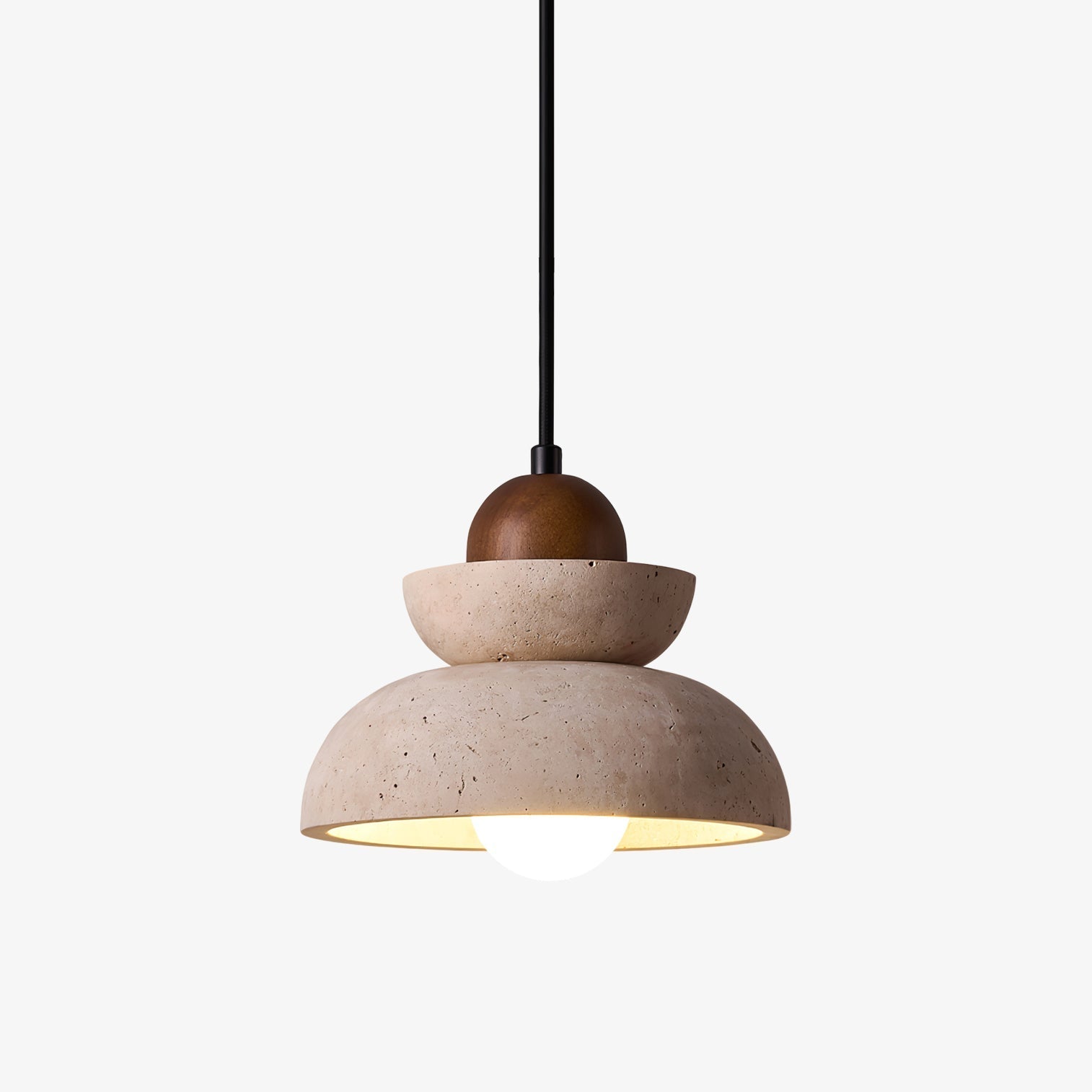 Zophaos Tiered-Cloche Travertine Pendant Light - Kingsley Beaumont