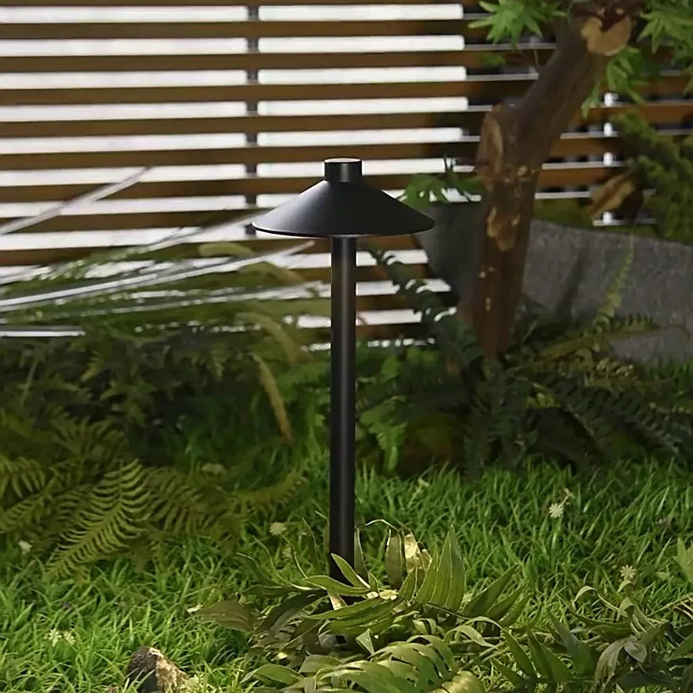 Drex Contemporary Metal Cap-Shaped Outdoor Path Light, Black