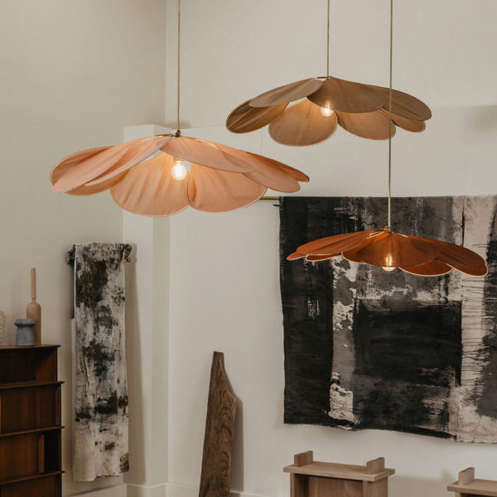 Ritta Pendant Light Vintage Rustic Wabi Sabi, Fabric, White/Brown