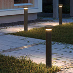 Ray Modern Metal Cylinder Outdoor Path Light, Black