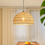Ritta Boho Retro LED Pendant Light Wood Rattan Bedroom/Restaurant