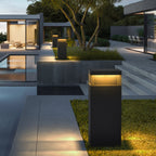 Ray Metal Rectangular Solar Outdoor Path Light, Black