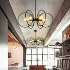 Alessio Industrial LED Chandelier Black Metal Living Room/Bedroom