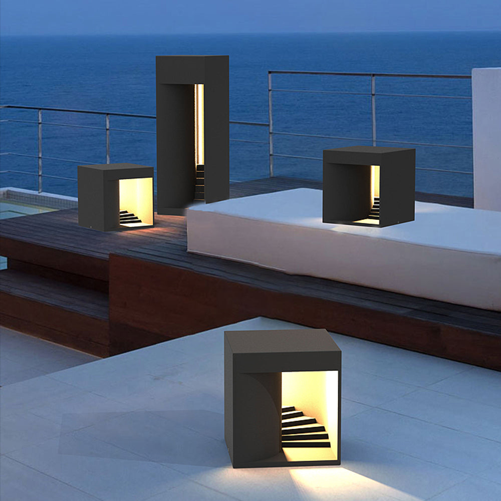 Ray Minimalist Waterproof Cuboid Rechargeable/Solar Lamp de Table, Black/White