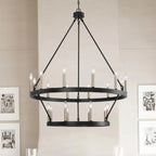 Silva Modern Industrial LED Chandelier Black Metal Living Room
