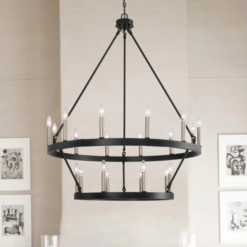 Silva Modern Industrial LED Chandelier Black Metal Living Room