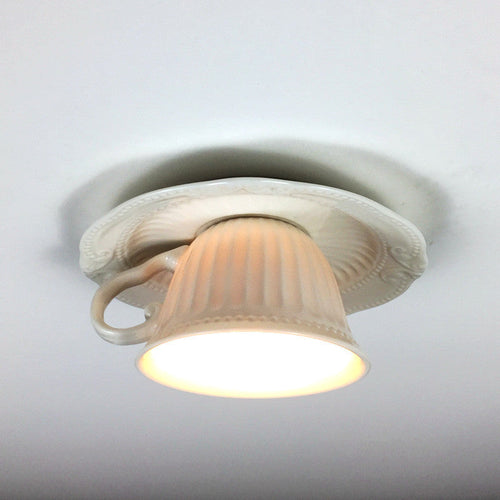 Arisha British Tea Cup Ceramic Flush Mount Ceiling Light Bedroom