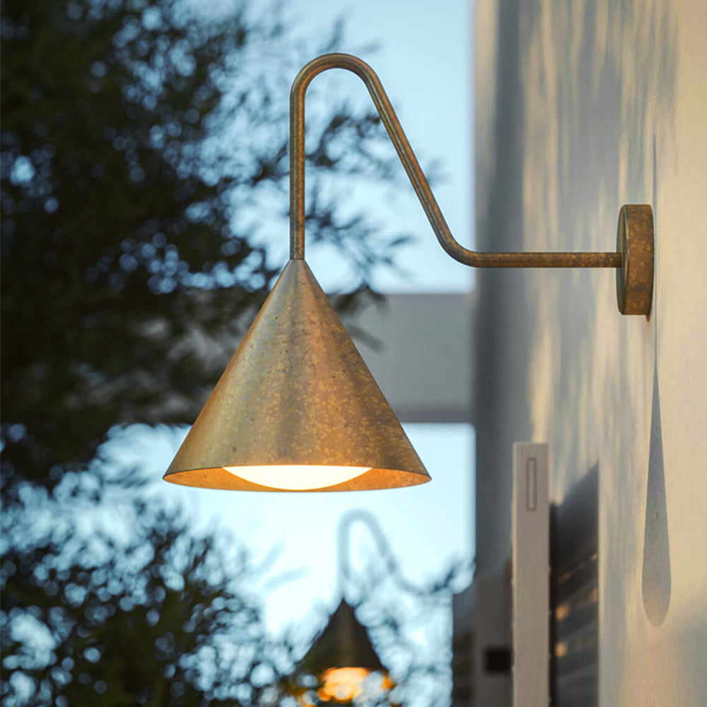 Ray Modern Minimalist Cone Metal Outdoor Waterproof Wall Lamp，Black/Gold