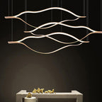 Arisha LED Linear Minimalist Wave Golden Leaf Shaped Pendant Light