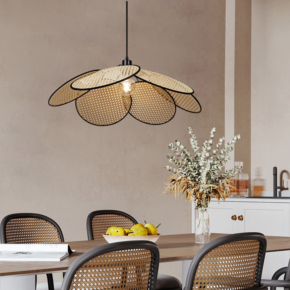 Ritta Willow weave Wabi Sabi Rattan Pendant Light, Black/White
