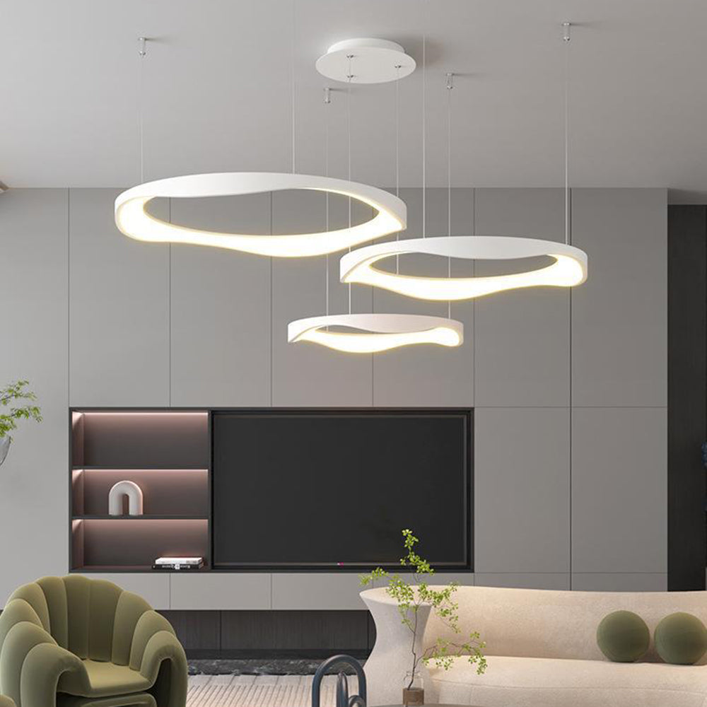 Arisha Pendant Light Rond Modern,  Black/White, Dining Room