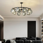 Kristy Modern Annular Metal And Glass Pendant Light, Black/Gold