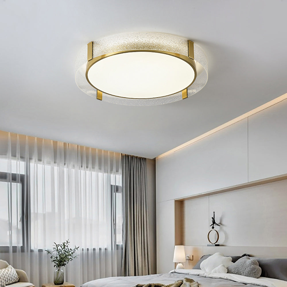 Arisha Modern Round Metal/Glass Flush Mount Ceiling Light, Gold