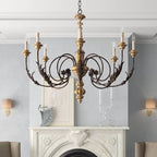 Silva Large Retro Creative Chandelier Brown Wood Metal Living Room