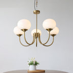 Valentina Retro Art Deco Globe Chandelier, White/Pink/Beige