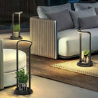 Ray Minimalist Rectangular Solar LED Outdoor Floor Lamp, Black