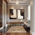 2 Piece Set Dark Brown Diptych Oil Painting