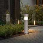 Ray Modern Metal Cylindrical Outdoor Path Light, Grey