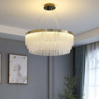 Kristy Modern Spiral Crystal Ring /Rectangle Chandelier, Gold