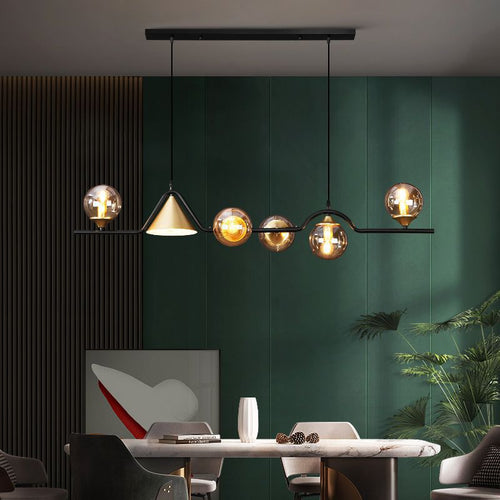 Arisha Modern LED Pendant Light Black/Gold Glass Living Room/Bedroom