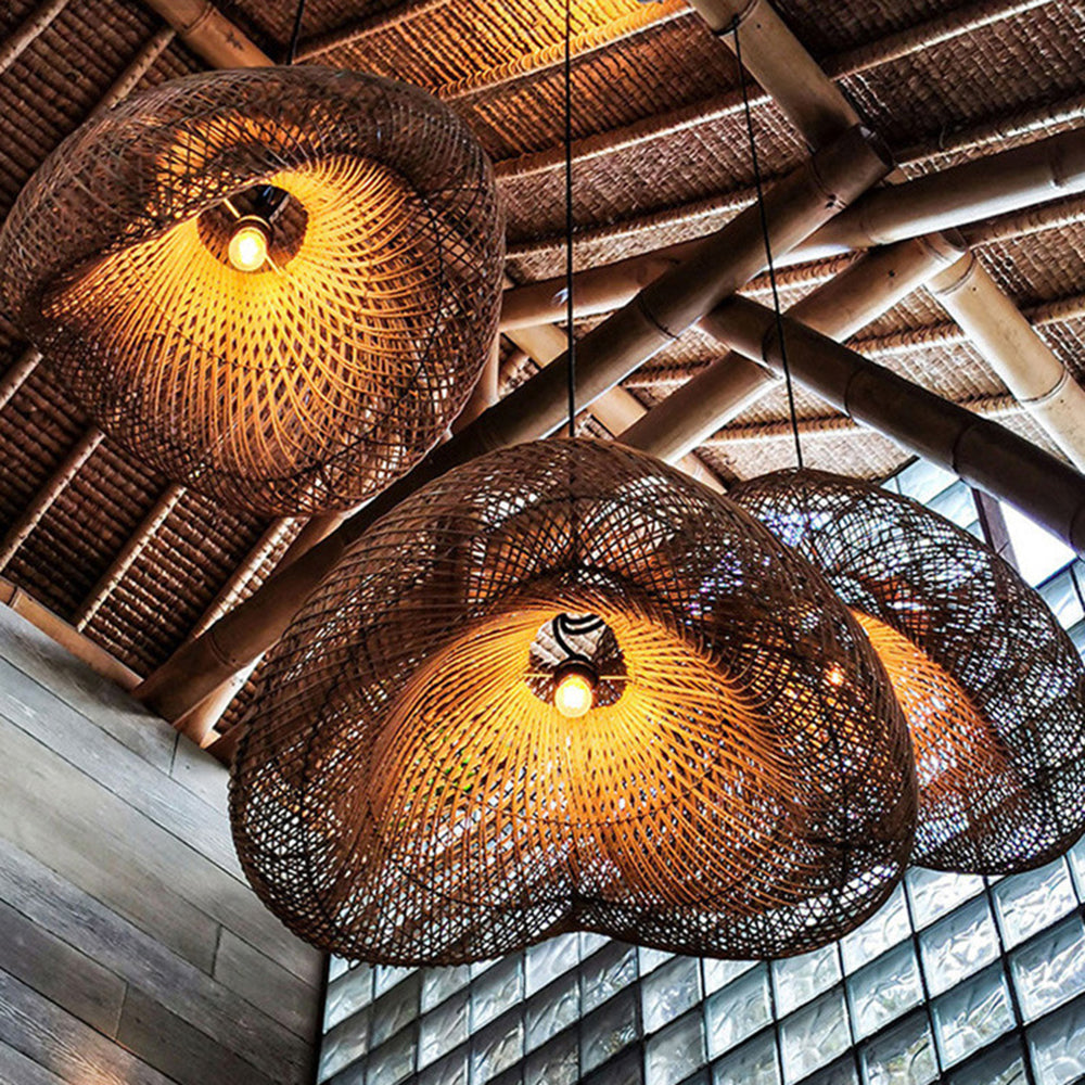 Juno Rustic Rattan Pendant Light Living Room