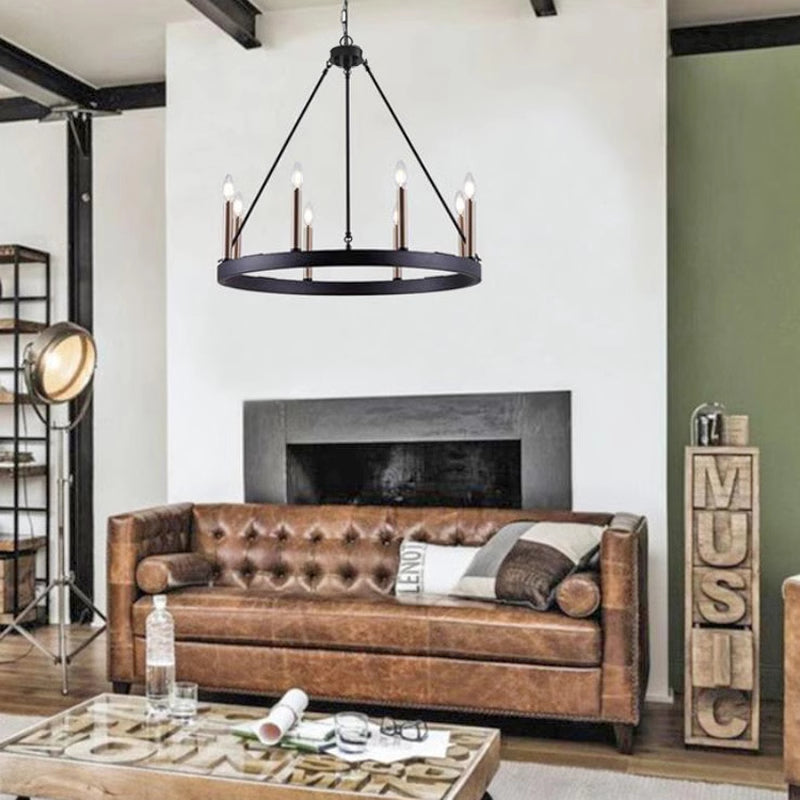 Silva Modern Industrial LED Chandelier Black Metal Living Room