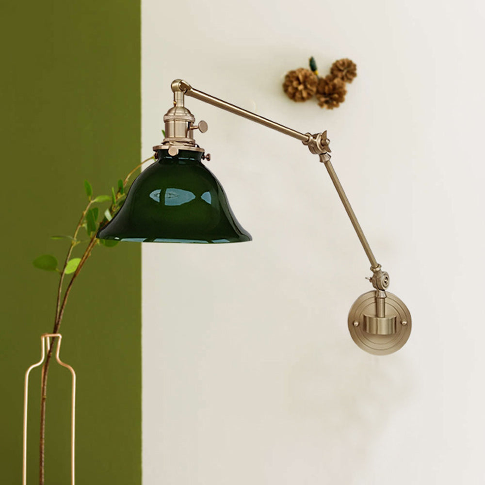 Tiffany Vintage Foldable  Wall Lamp, Green/White