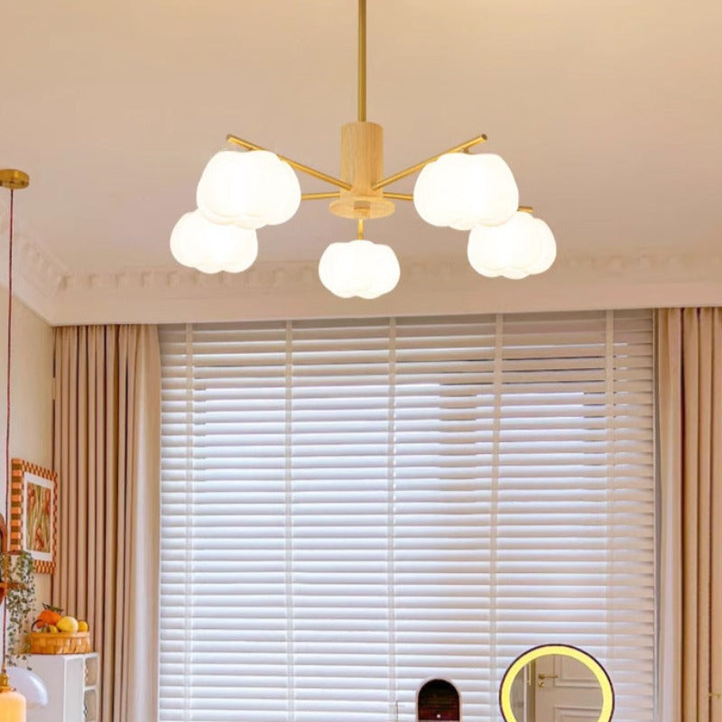 Arisha Creative LED Metal Wood Chandelier Living Room