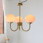 Valentina Retro Art Deco Globe Chandelier, White/Pink/Beige