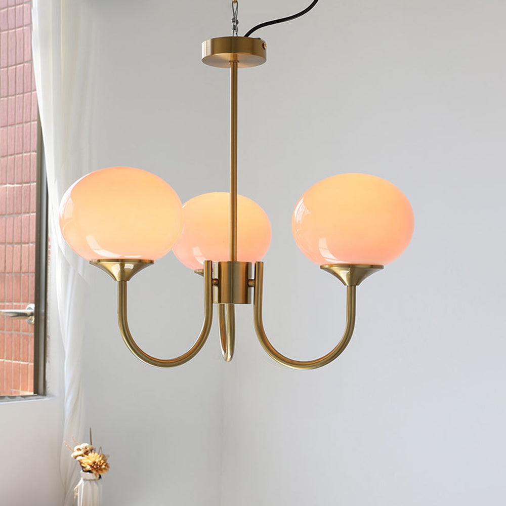 Valentina Retro Art Deco Globe Chandelier, White/Pink/Beige