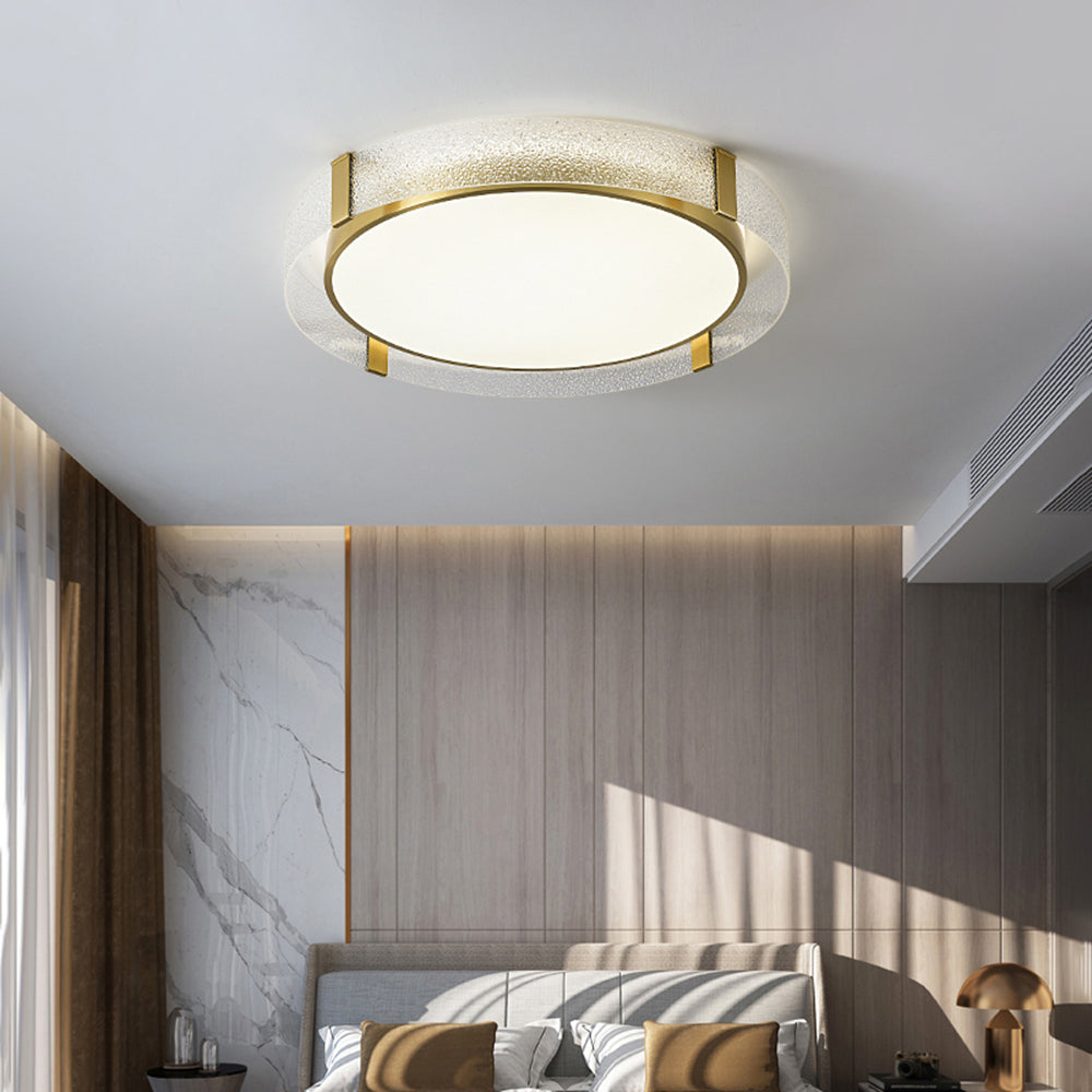 Arisha Modern Round Metal/Glass Flush Mount Ceiling Light, Gold