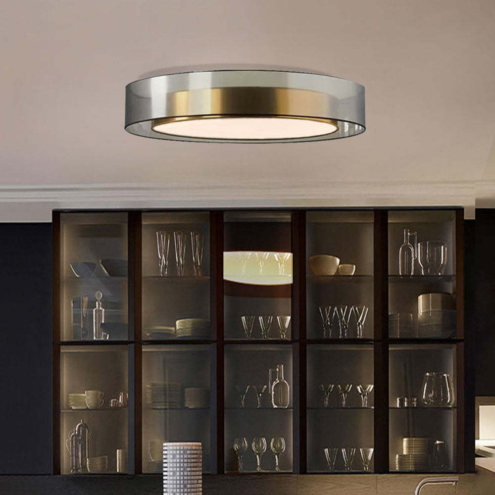 Arisha Nordic Modern Round LED Flush Mount Ceiling Light, Gold Copper