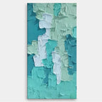 3D Impasto Coastal Abstract Painting Teal And Green