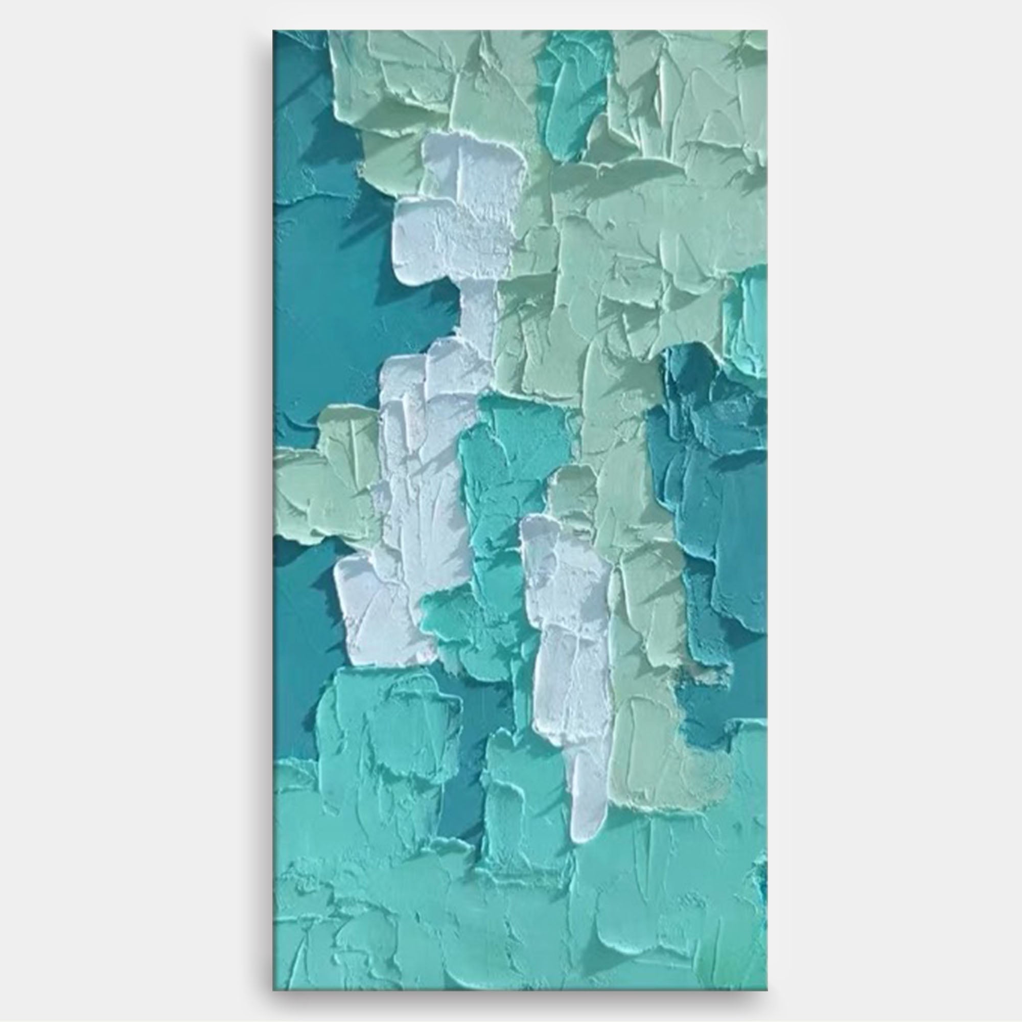 3D Impasto Coastal Abstract Painting Teal And Green