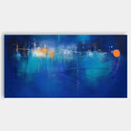 Expressionist Panoramic City Painting Deep Blue Modern