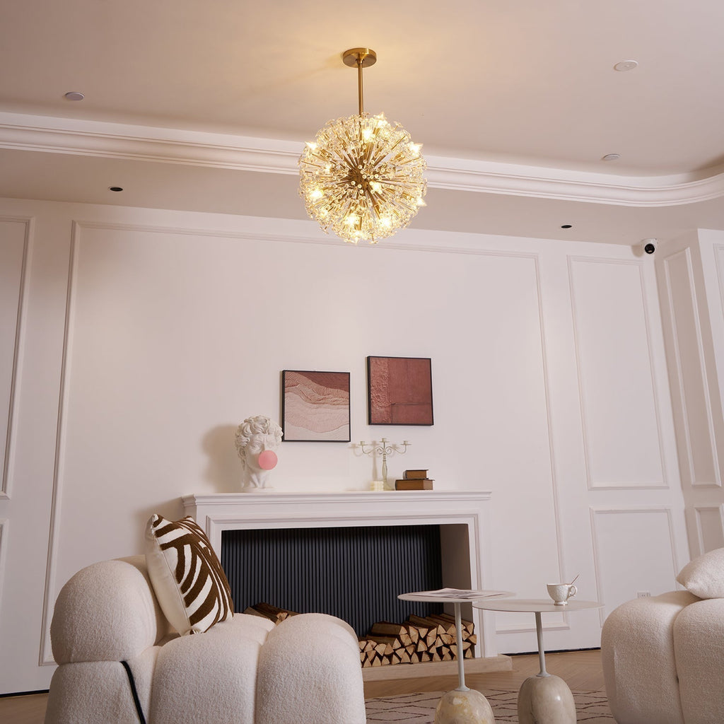 Aurora Chandelier Dickinson Gold Crystal Starburst