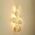 Arisha Modern Metal Round Lotus Leaf Wall Lamp, Gold