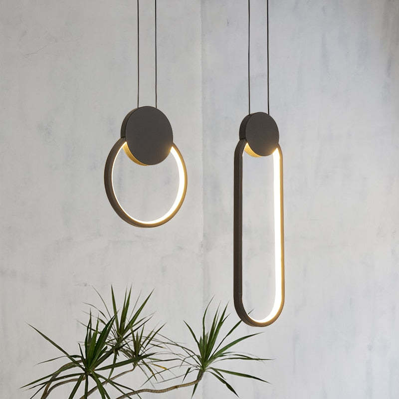 Doria Modern LED Pendant Light Black/White Metal Living Room
