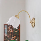 Arisha Retro LED Indoor Wall Lamp Gold  Glass  Flower-shaped Design  Bedroom