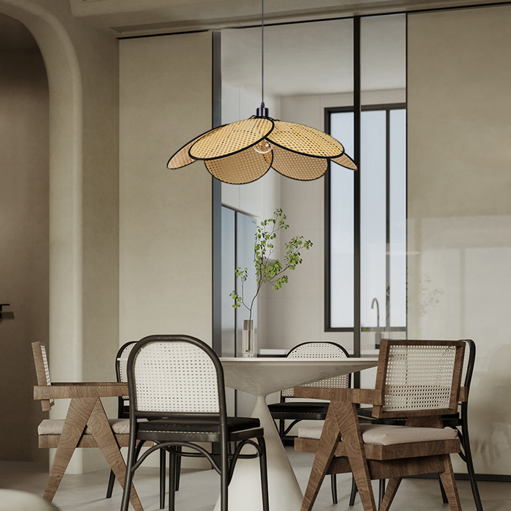 Ritta Willow weave Wabi Sabi Rattan Pendant Light, Black/White
