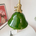 Valentina Rustic Vintage LED Pendant Light Green Copper Glass Dining Room