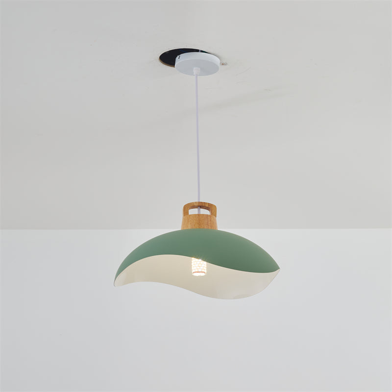 Valentina Colorful Shade Single Pendant Lights, Wood & Metal