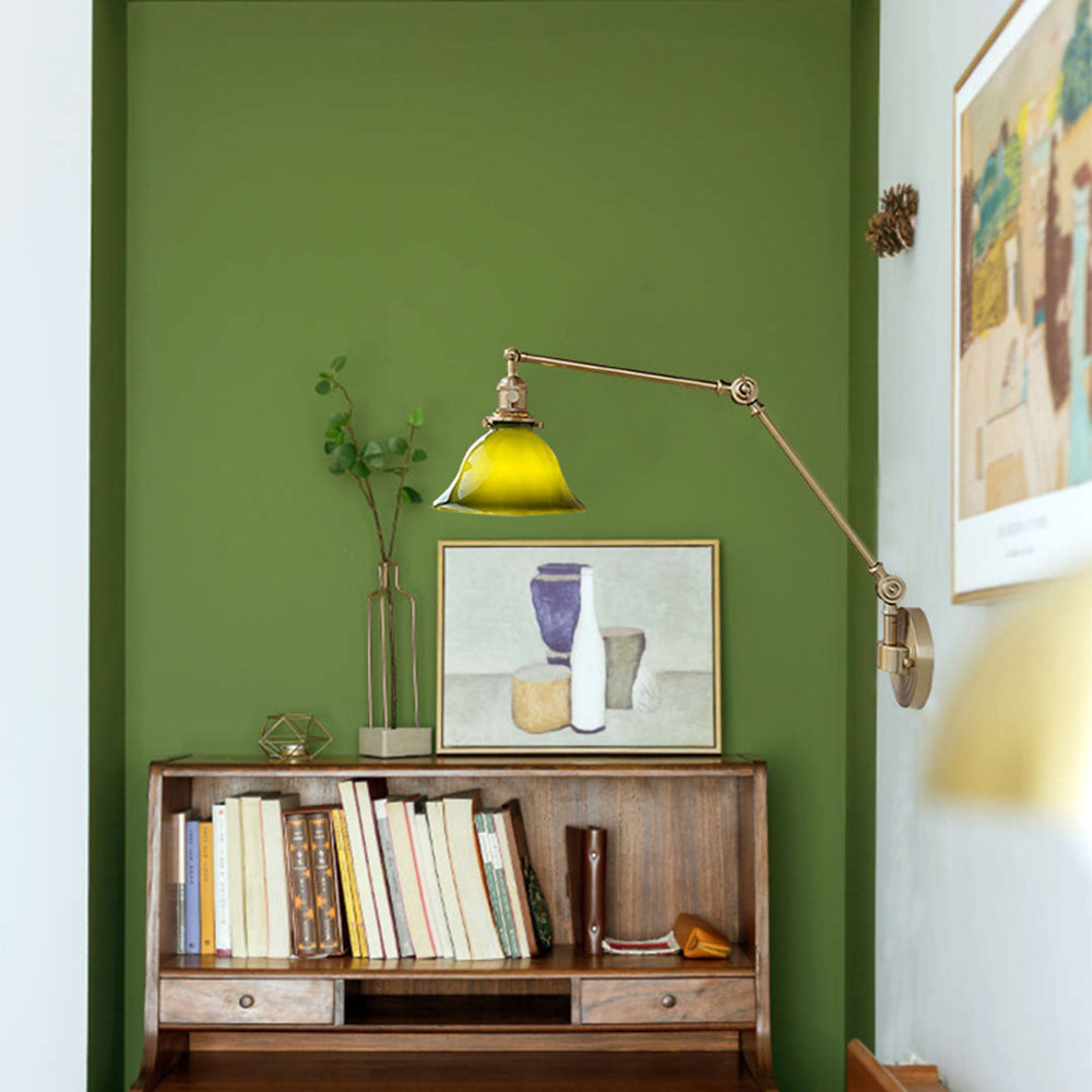 Tiffany Vintage Foldable  Wall Lamp, Green/White