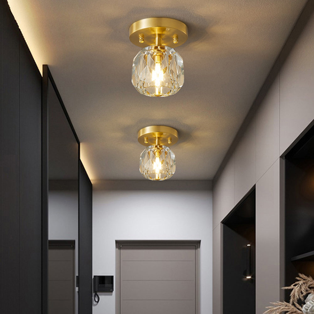 Kristy Luxury Diamond Metal/ Flush Mount Ceiling Light, Gold