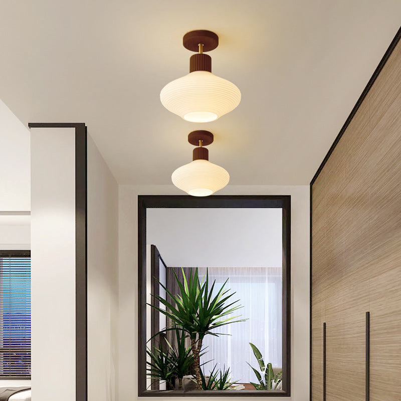Arisha Minimalist Flush Mount Ceiling Light Wood/Walnut Hallway