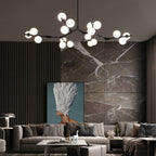 Valentina Modern LED chandelier Gold/Black Glass Living Room/Bedroom