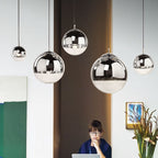 Valentina Industrial Round Metal Glass Pendant Light Living Room