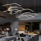 Arisha LED Linear Minimalist Wave Golden Leaf Shaped Pendant Light