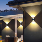 Ray Minimalist Up/Down Metal Outdoor Wall Lamp, Black