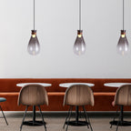 Valentina Minimalist Teardrop Shaped Glass Pendant Light, Smoke Gray/White